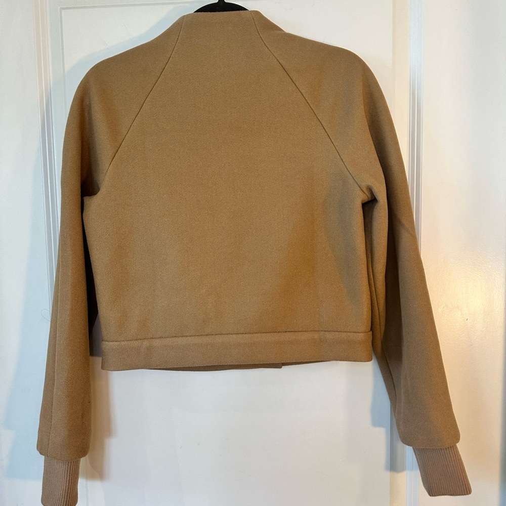 NWOT Jason Wu Designer Camel Tan Snap Button Crop Bomber Jacket, Size Small - Picture 5 of 8